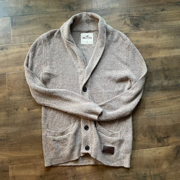 Hollister Women’s Shawl Collar Cardigan Sweater Beige Speckled Knit Medium - Picture 1 of 5